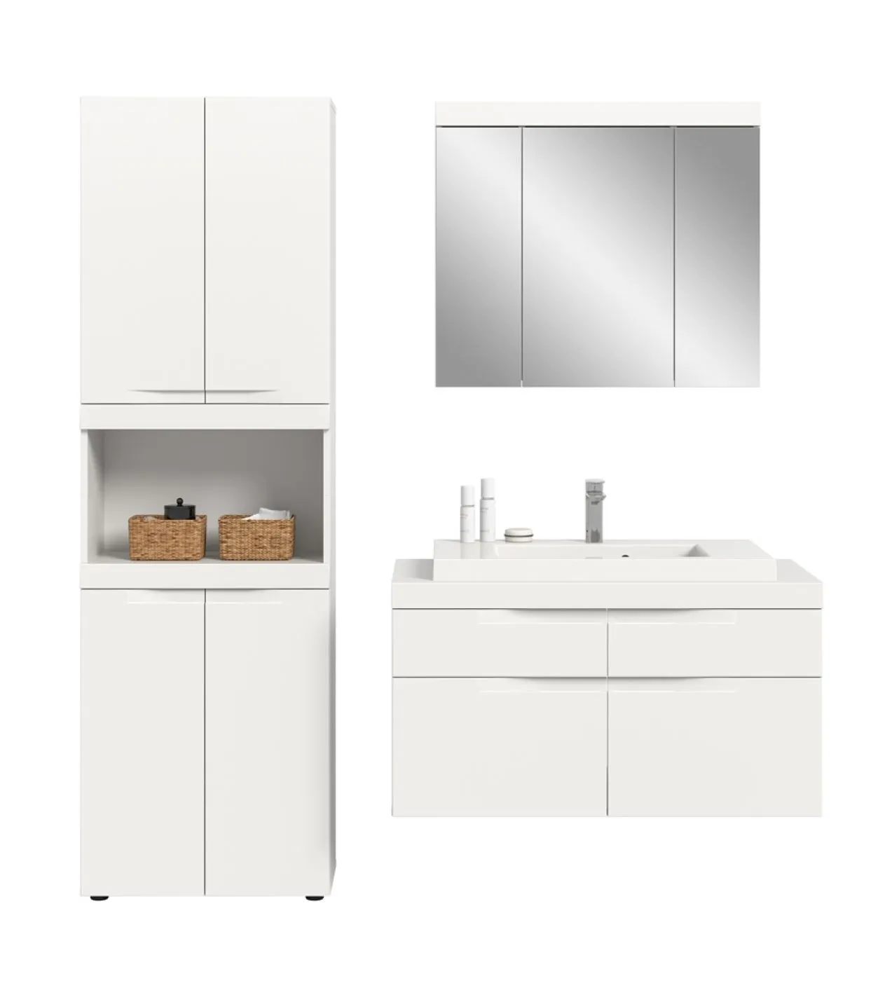 Badezimmer Set Viana 3 | 3-teilig | weiß | inkl. Waschbecken