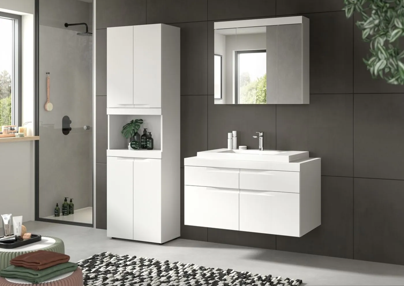 Badezimmer Set Viana 3 | 3-teilig | weiß | inkl. Waschbecken