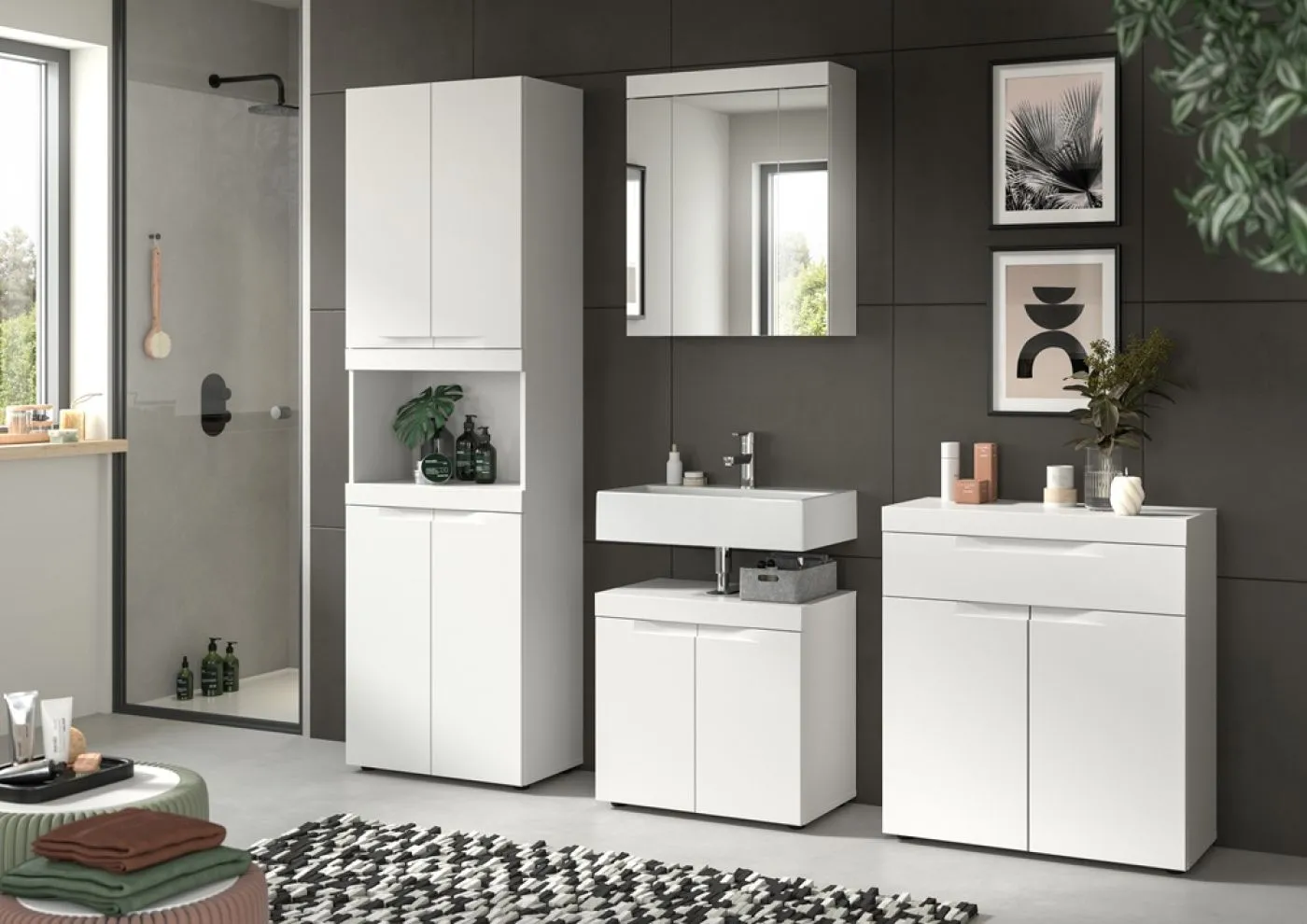 Badezimmer Set Viana | 4-teilig | weiß ohne Aufsatzleuchte