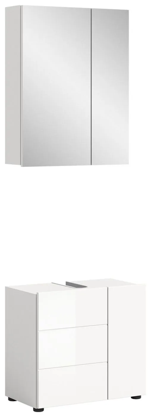 Badezimmer-Set Vira 1 | weiß Hochglanz | 2-teilig | inkl. LED Beleuchtung