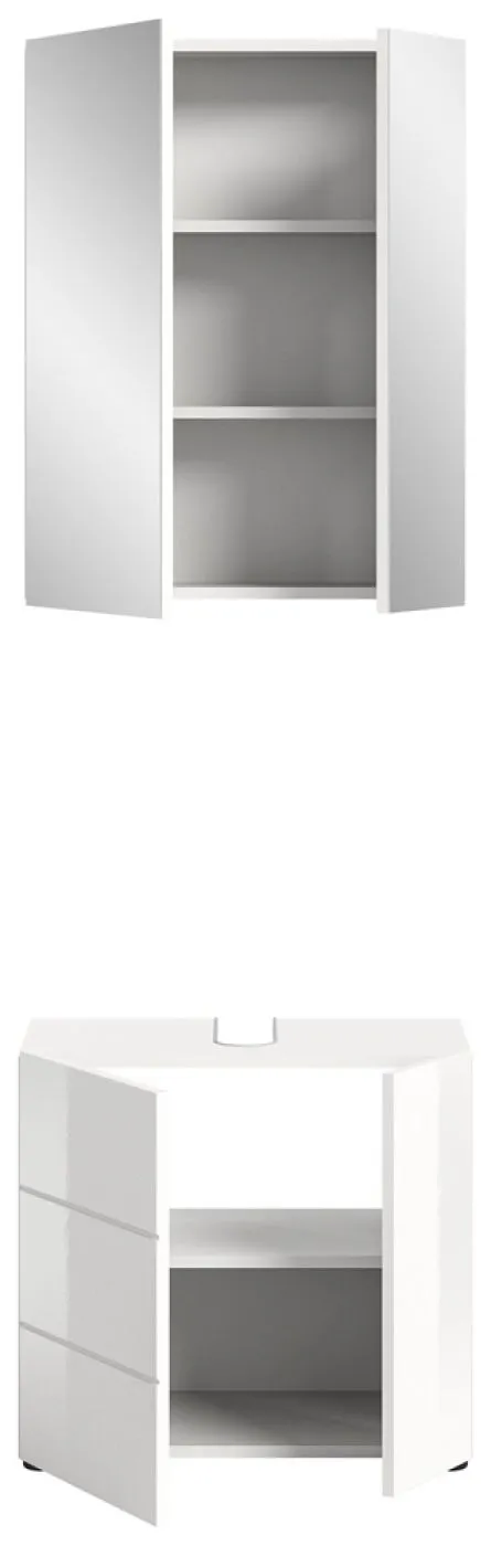 Badezimmer-Set Vira 1 | weiß Hochglanz | 2-teilig | inkl. LED Beleuchtung