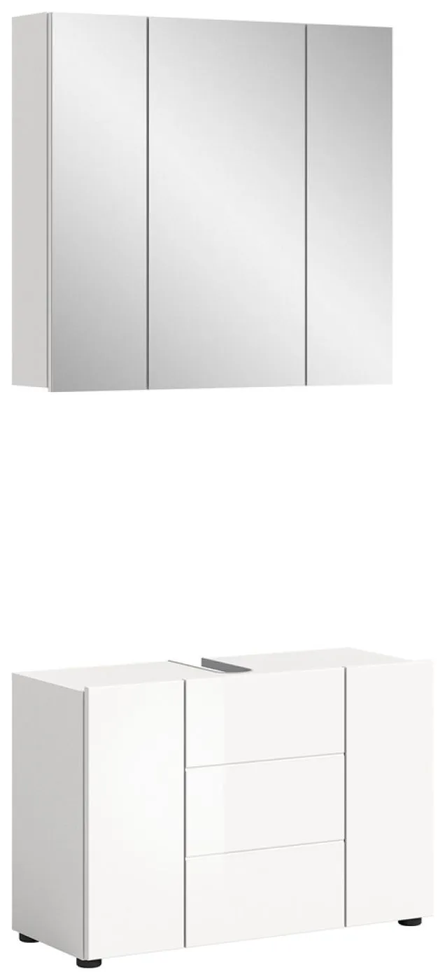 Badezimmer-Set Vira 2 | weiß Hochglanz | 2-teilig | inkl. LED Beleuchtung
