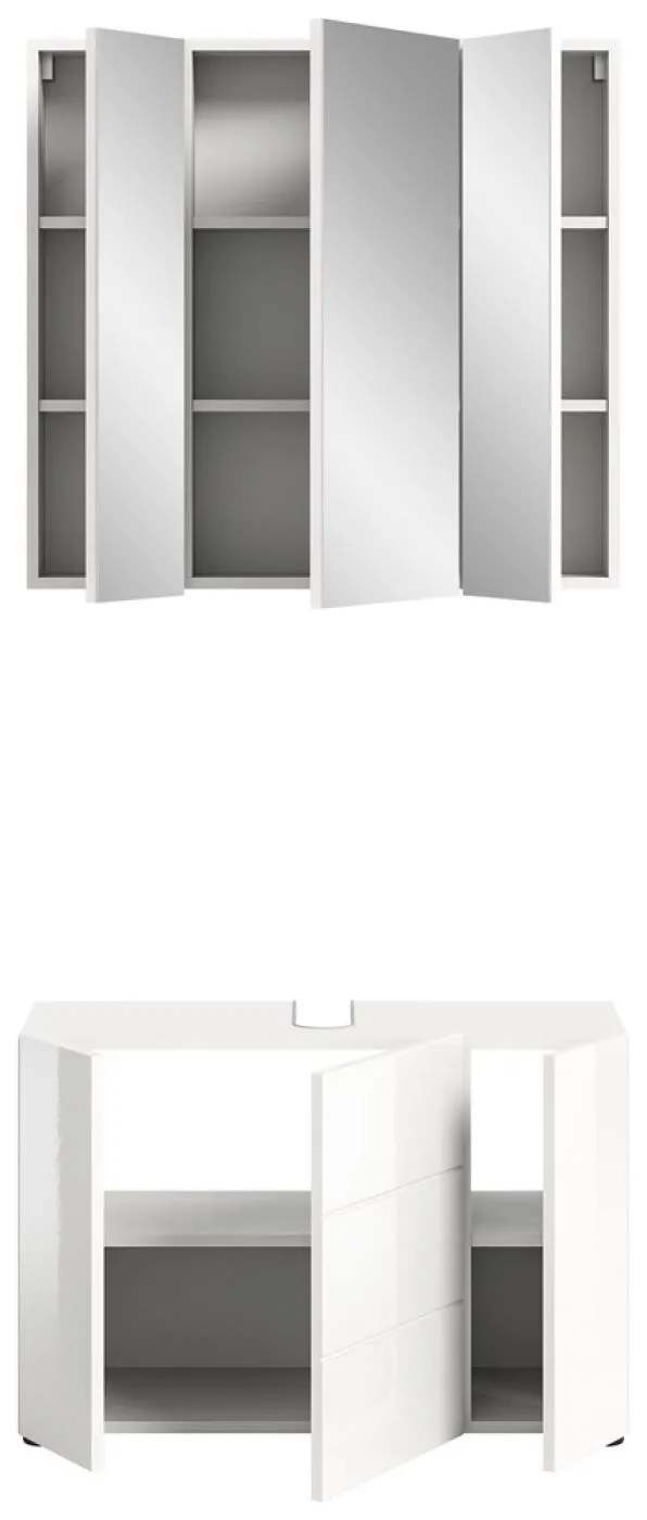 Badezimmer-Set Vira 2 | weiß Hochglanz | 2-teilig | inkl. LED Beleuchtung