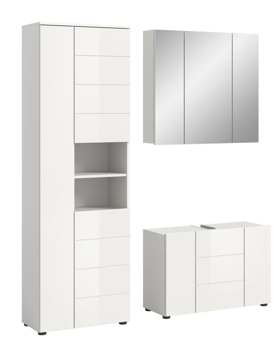 Badezimmer-Set Vira | 3-teilig | weiß / weiß Hochglanz 1
