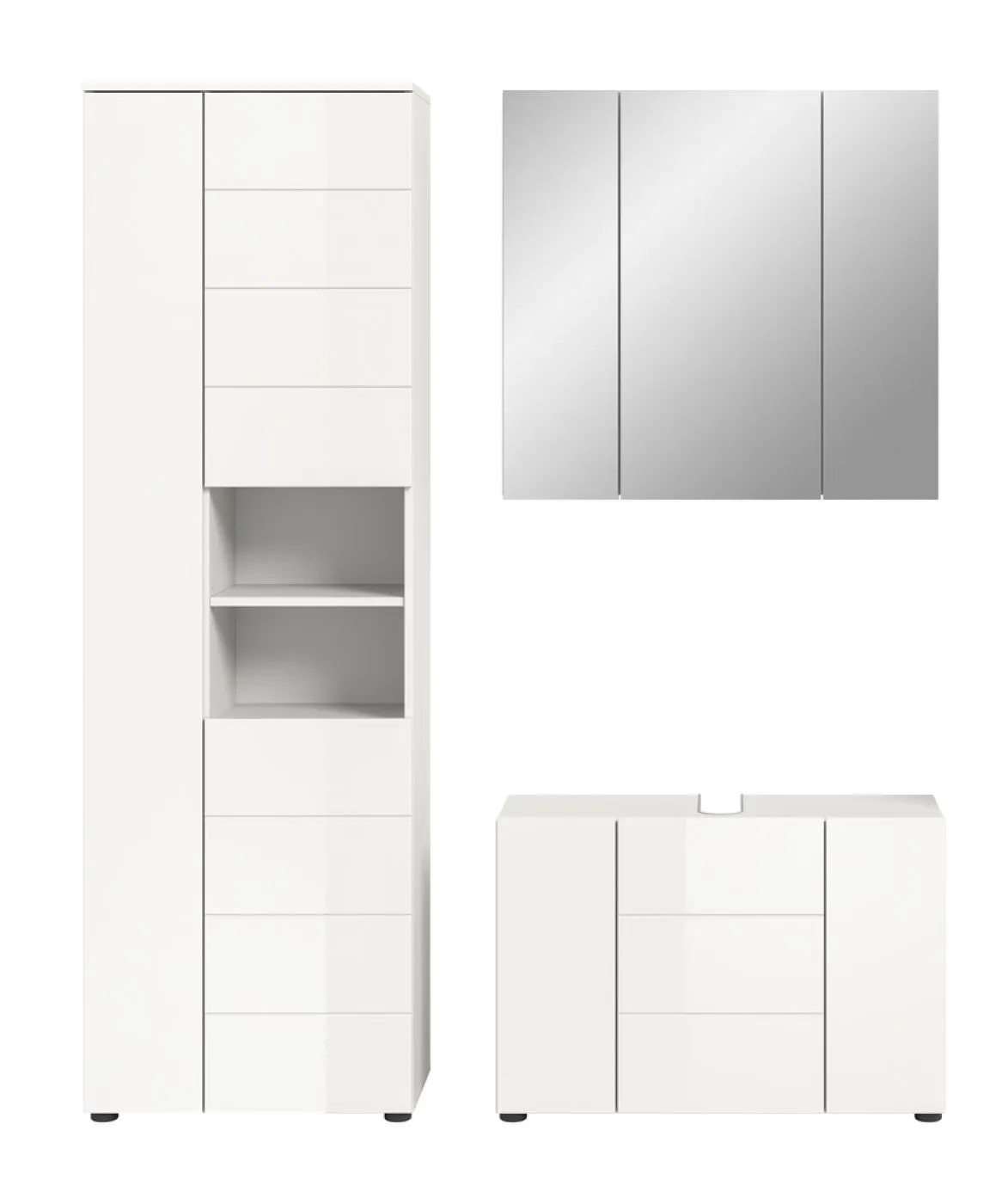 Badezimmer-Set Vira | 3-teilig | weiß / weiß Hochglanz 1