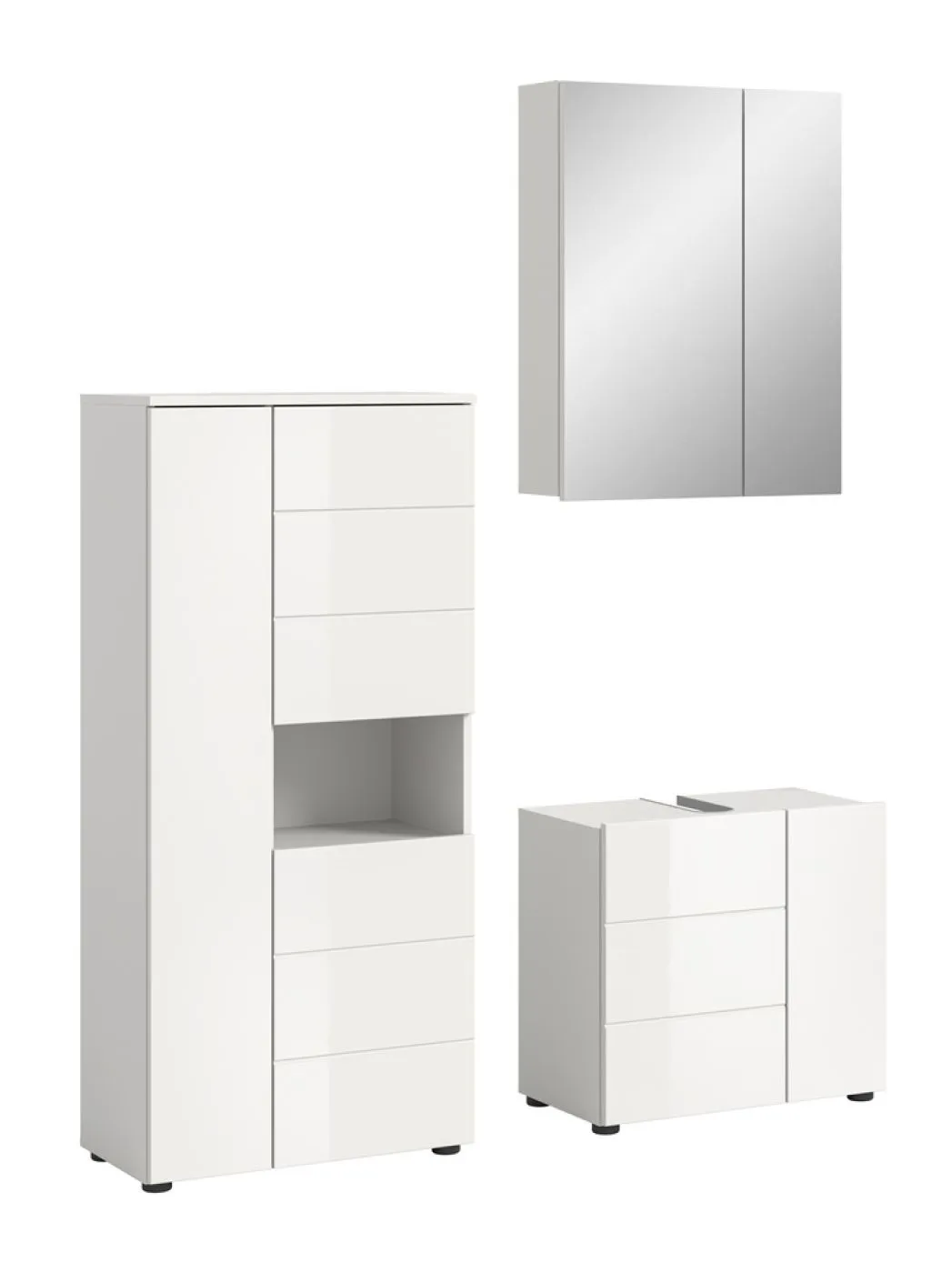 Badezimmer-Set Vira | 3-teilig | weiß / weiß Hochglanz 2