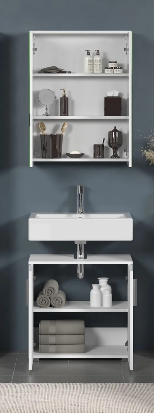 Badezimmer-Set Wons | weiß Hochglanz | 2-teilig ohne Beleuchtung