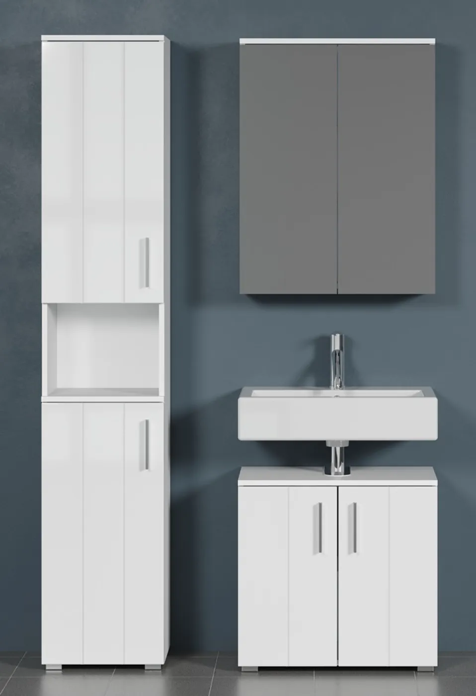 Badezimmer-Set Wons | weiß Hochglanz | 3-teilig