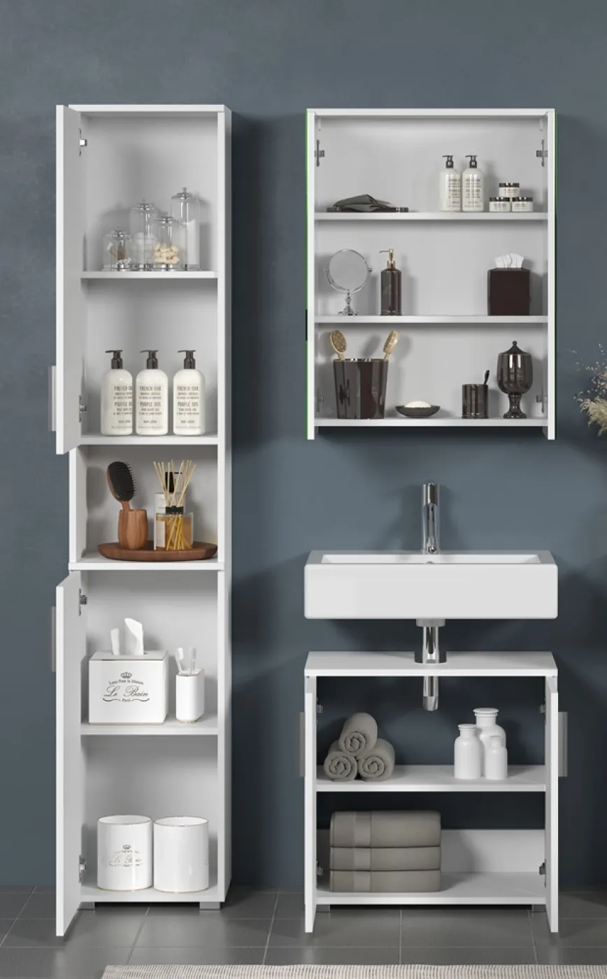 Badezimmer-Set Wons | weiß Hochglanz | 3-teilig