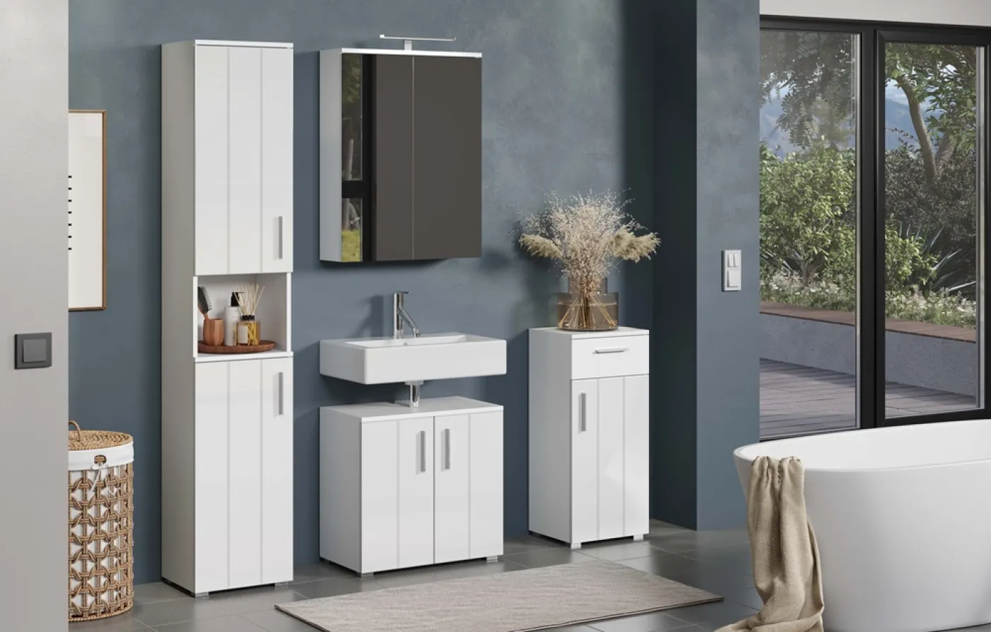 Badezimmer-Set Wons | weiß Hochglanz | 3-teilig