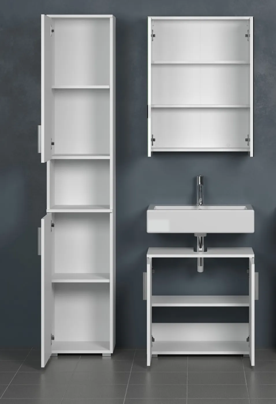 Badezimmer-Set Wons | weiß Hochglanz | 3-teilig ohne Beleuchtung