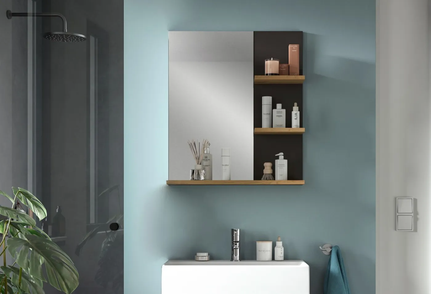 Badezimmer Spiegel Canu | Artisan Eiche / Basalt grau