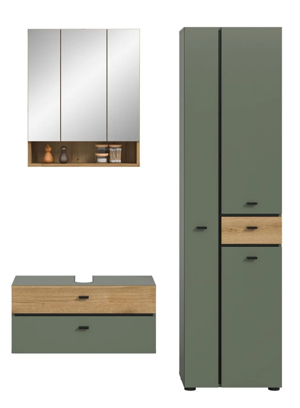 Badkombination Bad Set Aqua | 3-teilig | Sage Green / Evoke Oak