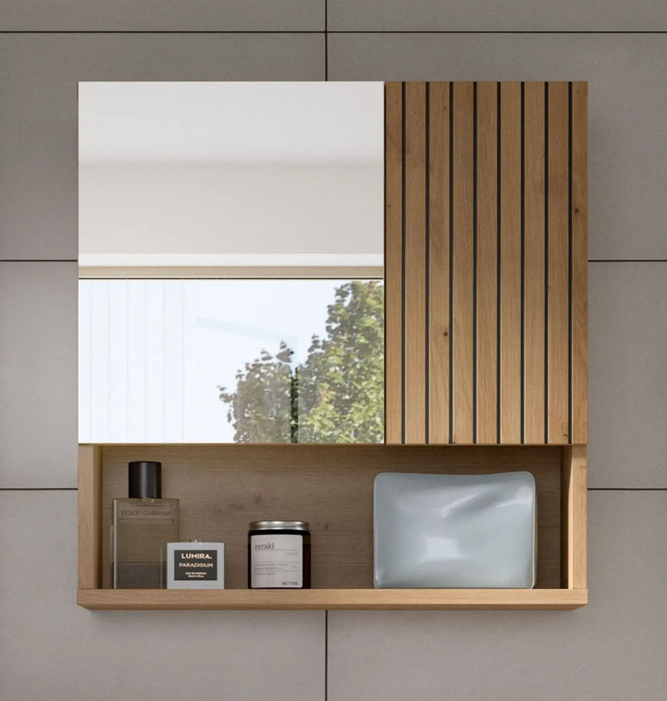Badkombination Mone 1 | 3-teilig | Artisan Oak mit Aufsatzleuchte