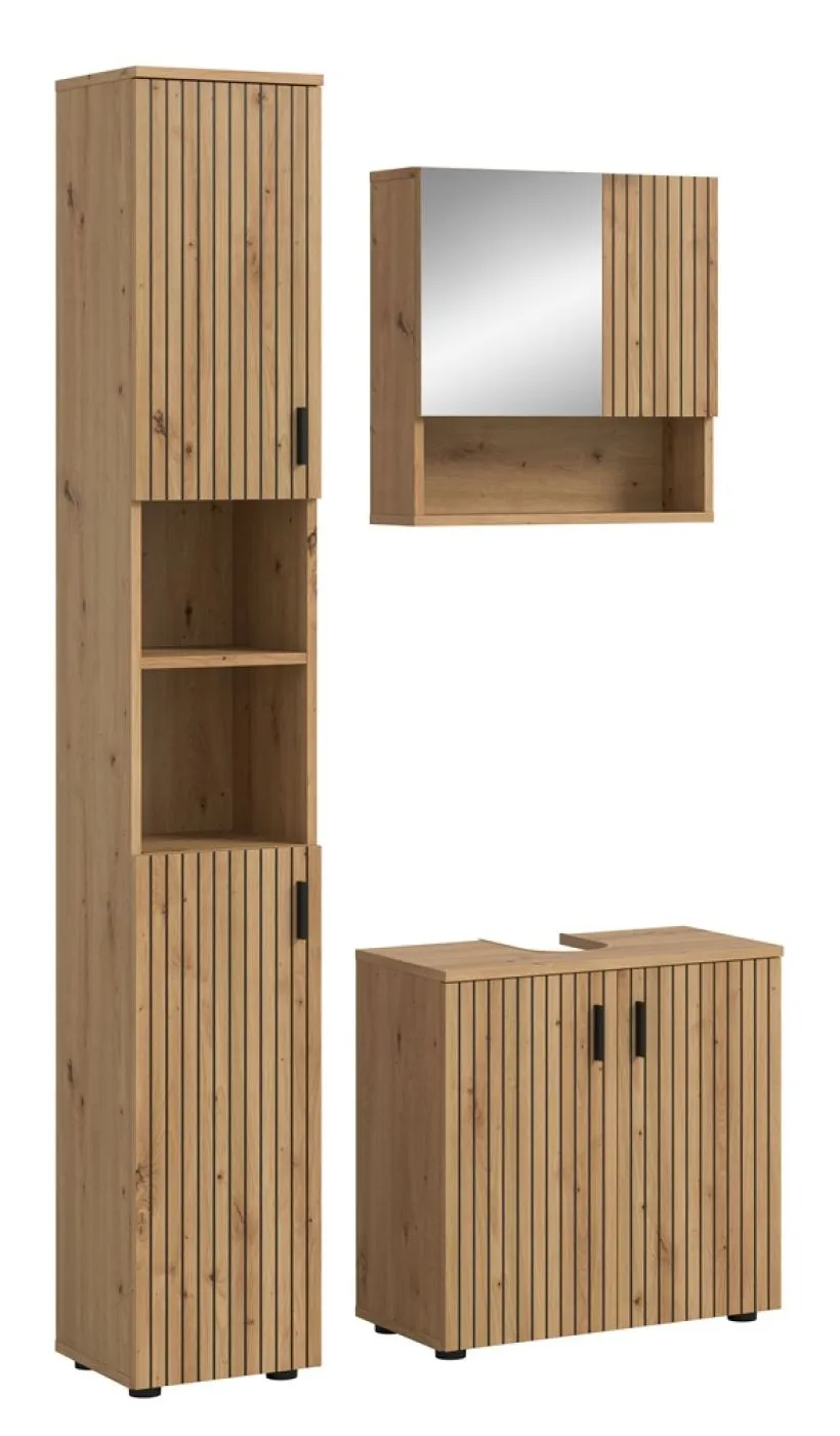 Badkombination Mone 2 | 3-teilig | Artisan Oak mit Aufsatzleuchte