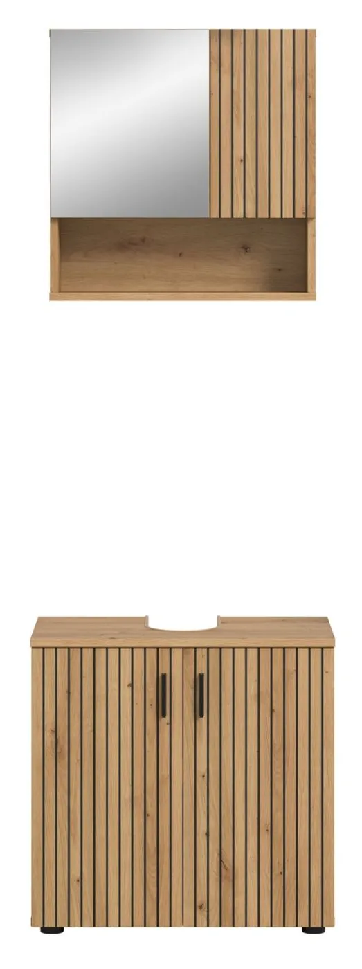 Badkombination Mone | 2-teilig | Artisan Oak mit Aufsatzleuchte