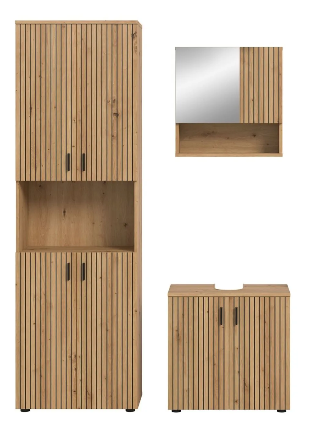 Badkombination Mone | 3-teilig | Artisan Oak mit Aufsatzleuchte