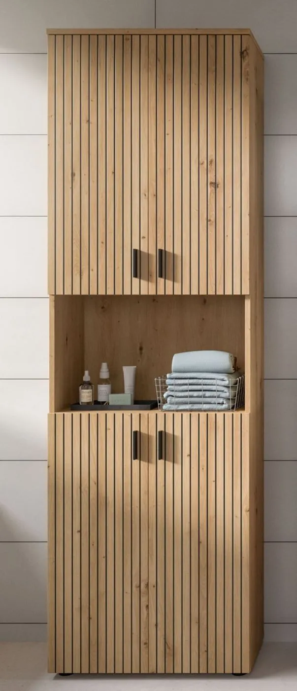 Badkombination Mone | 3-teilig | Artisan Oak mit Aufsatzleuchte