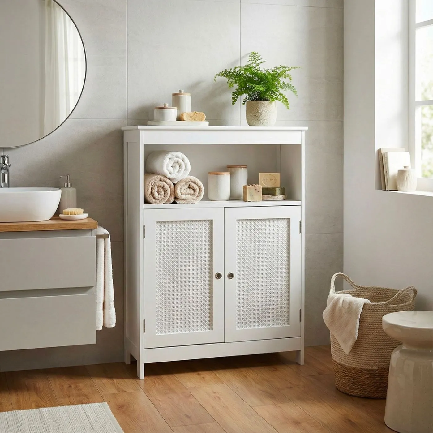 Badschrank Badezimmerkommode Zisan | weiß