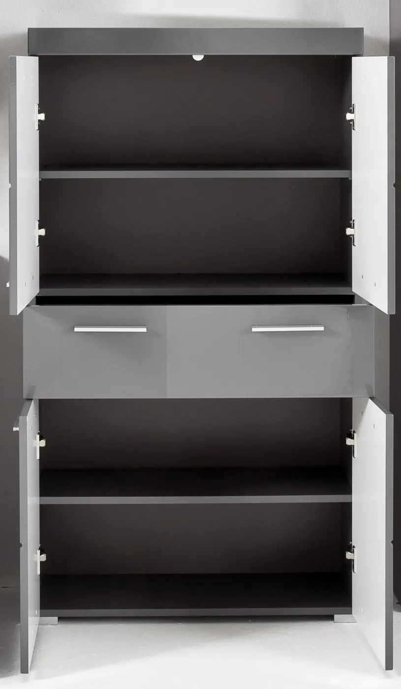Badschrank Badkommode breit Amanda | grau Hochglanz