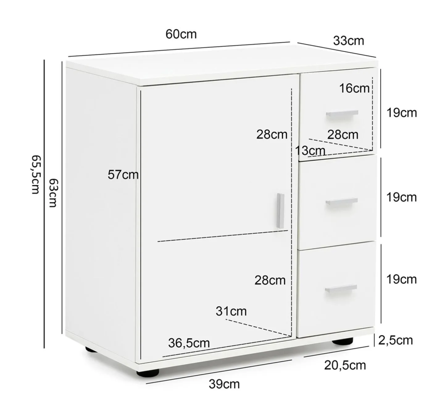 Badschrank Badkommode Zero | weiß