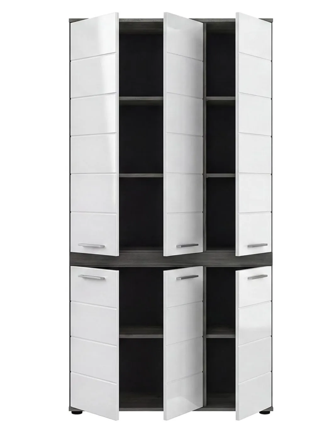 Badschrank Schrank Blake | weiß Hochglanz / Rauchsilber