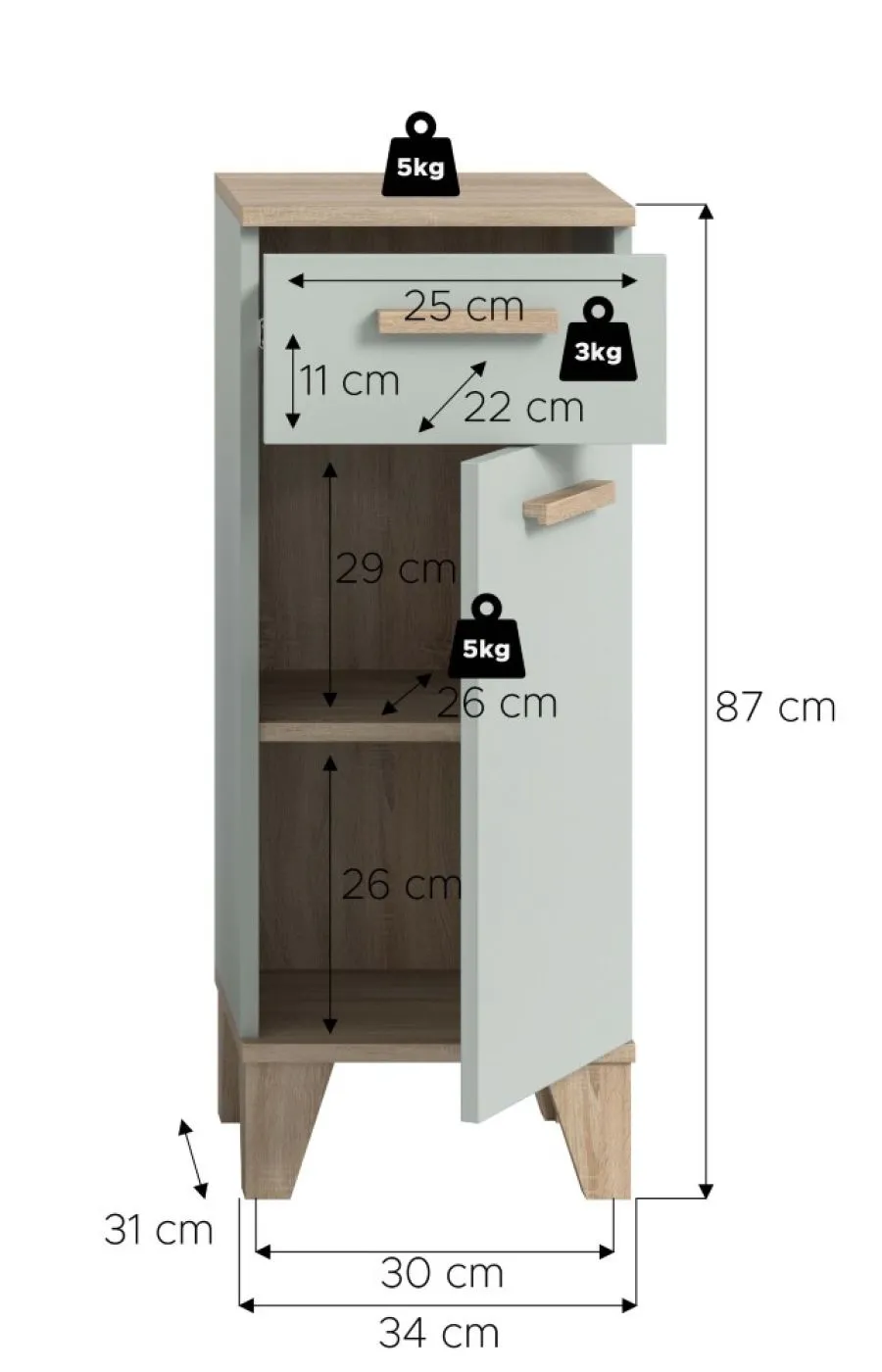 Badschrank Star | hellgrün / Eiche