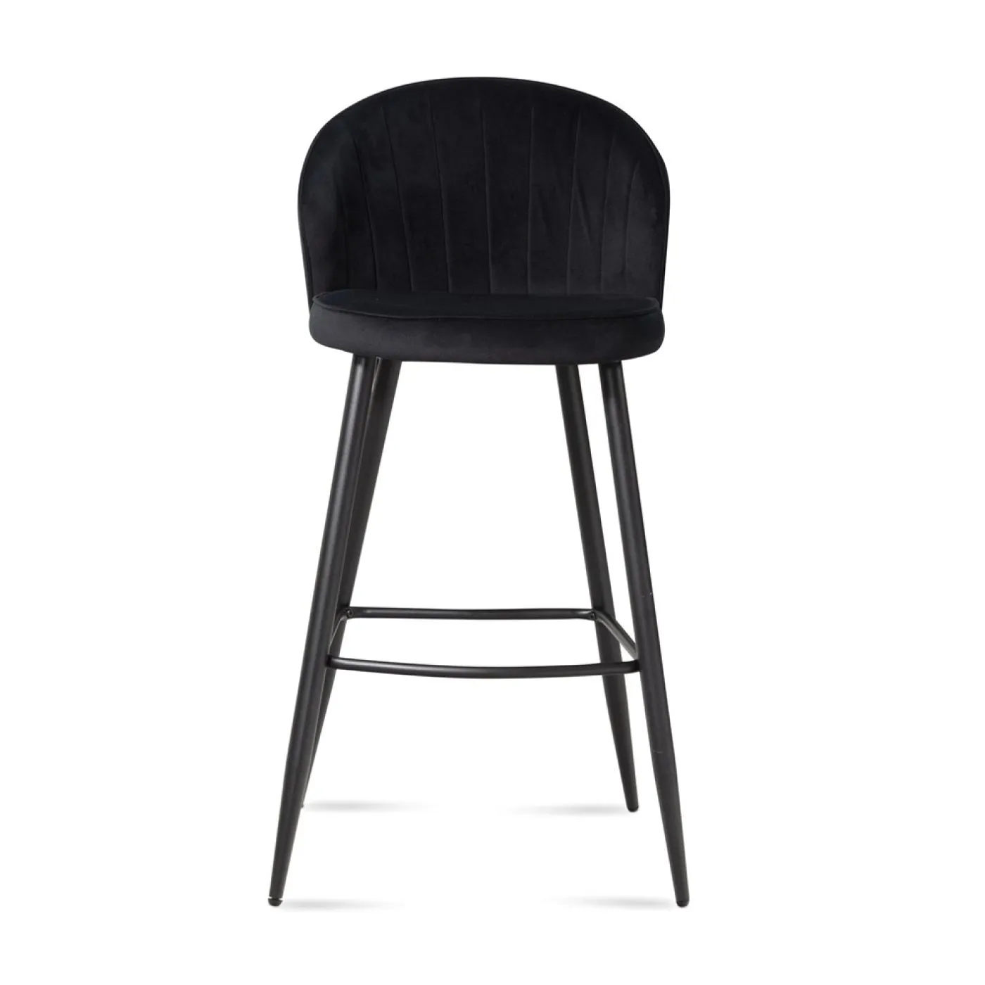 Barhocker 2er Set Shella | mit Fußablage | samt | schwarz