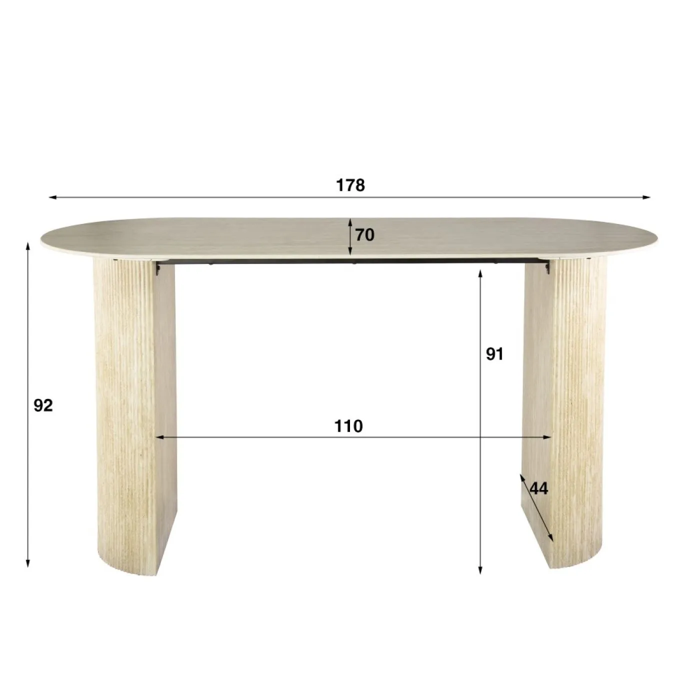 Bartisch Homa | oval | 180 cm | Keramik | Travertin