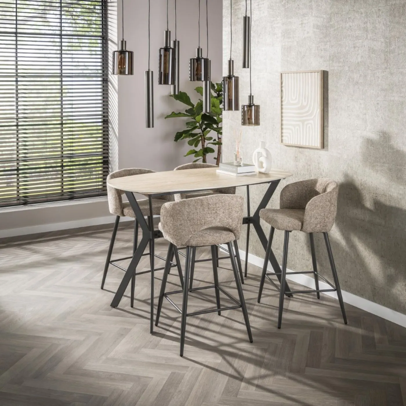 Bartisch Homa | Keramik Travertin | 140 cm | beige