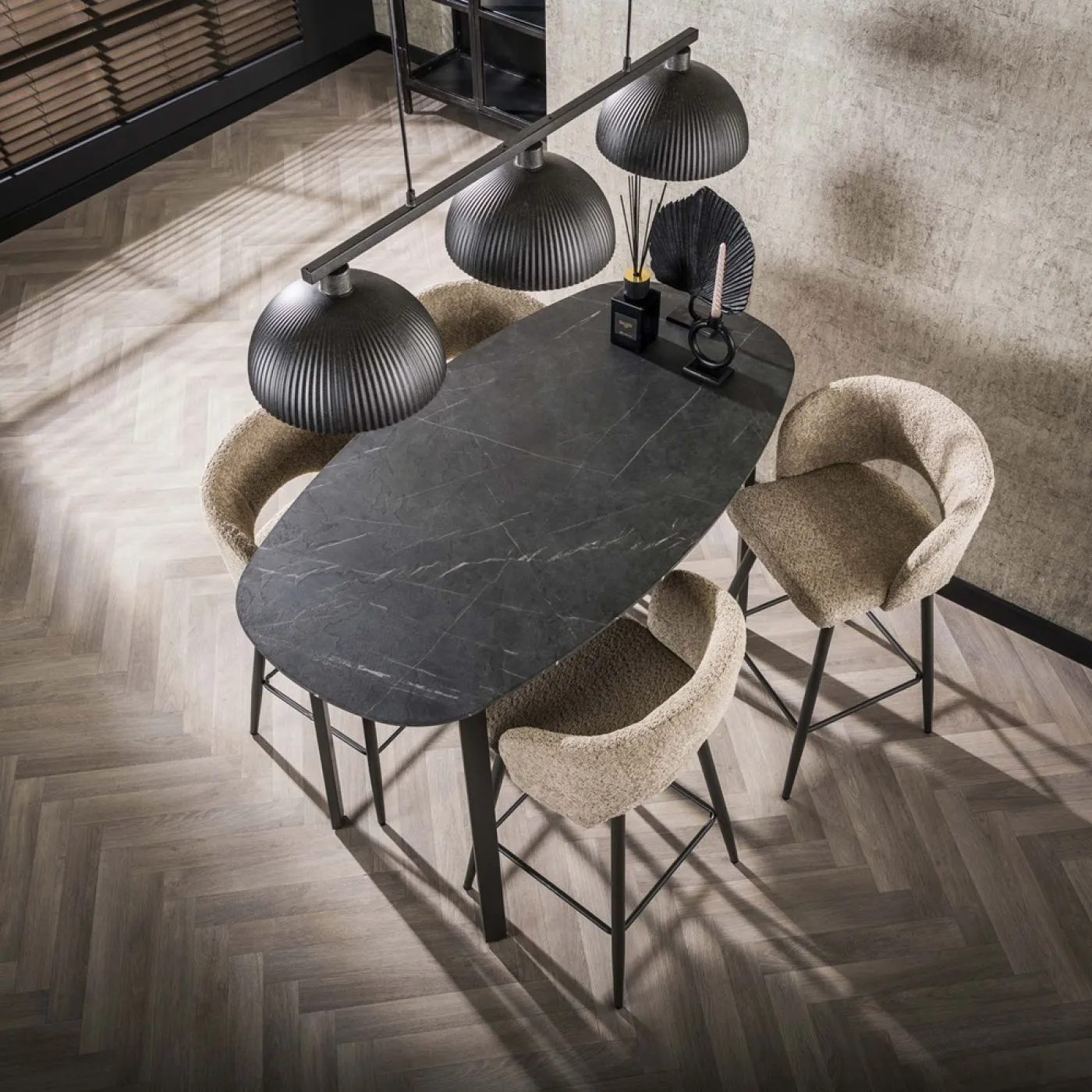 Bartisch Pouzina | 140cm | Vierfußgestell | 3D Melamin graphite