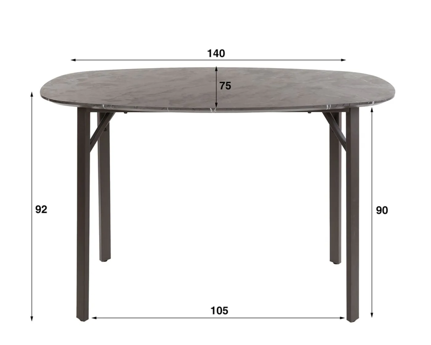Bartisch Pouzina | 140cm | Vierfußgestell | 3D Melamin graphite