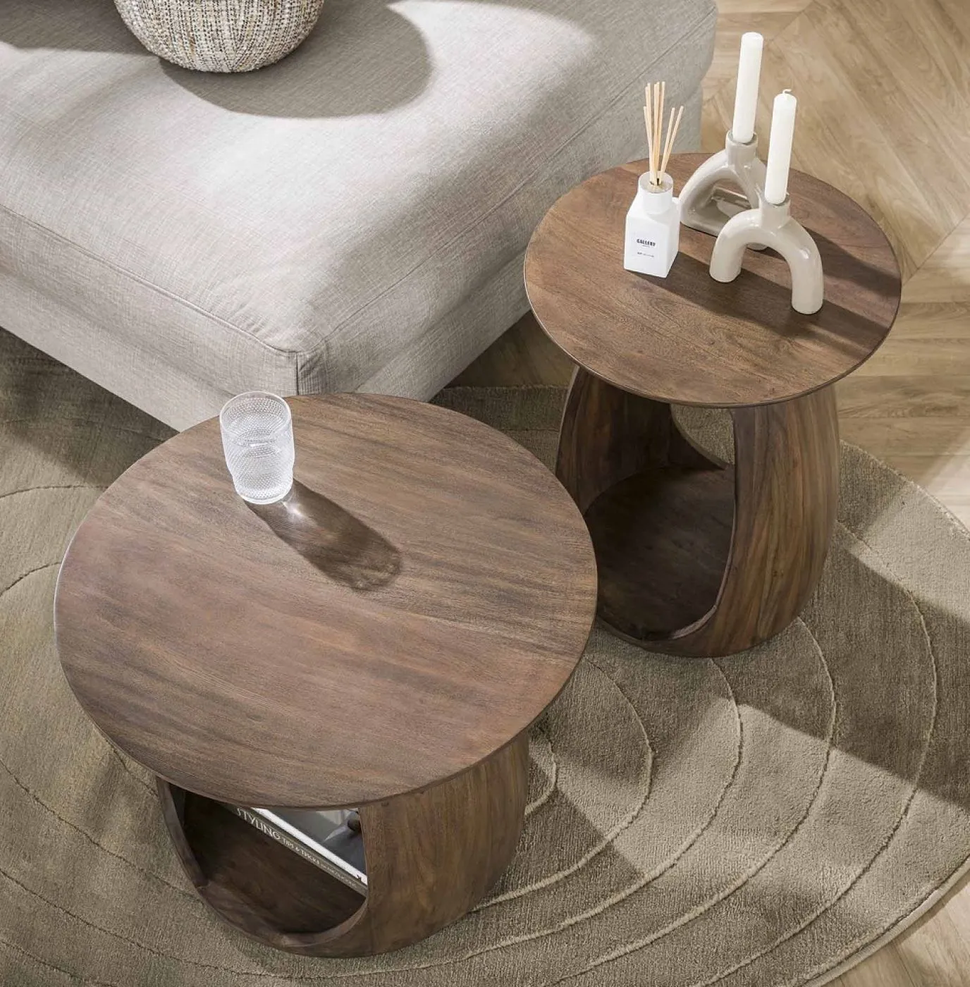 Beistelltisch Kina 2 | Akazie massiv | glaze brown