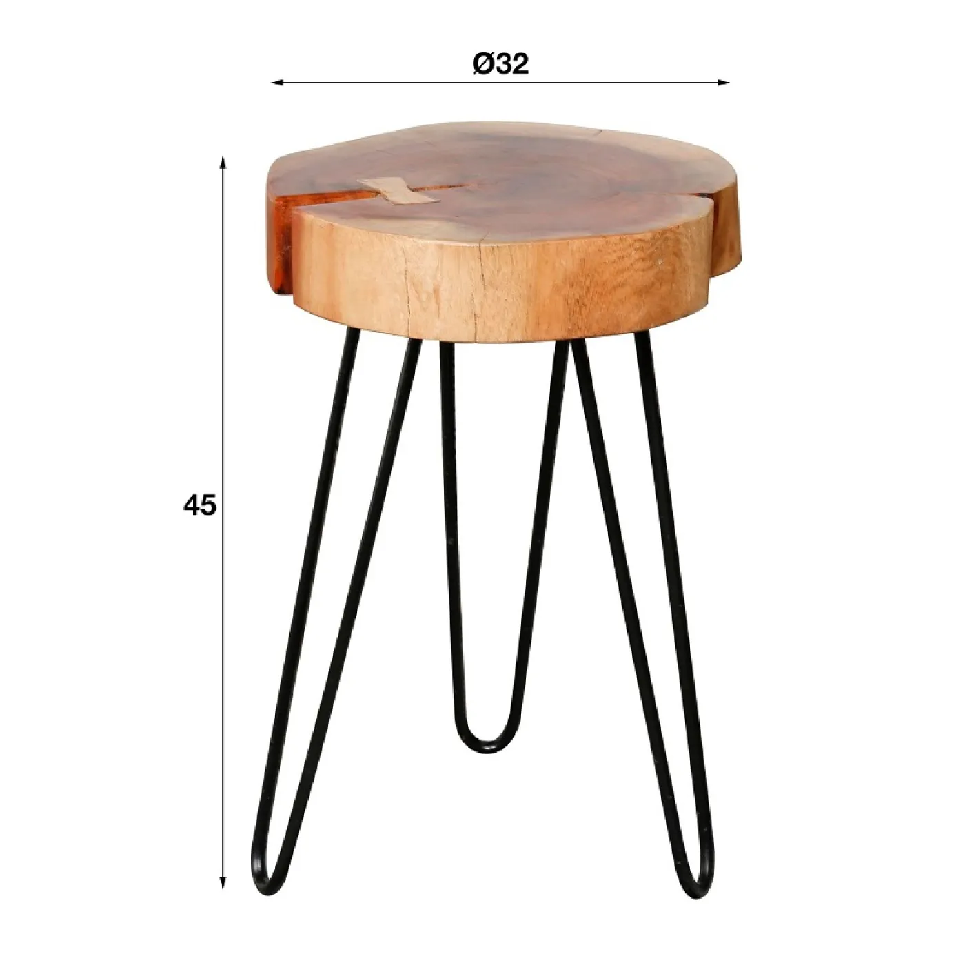 Beistelltisch Set Mor 2-teilig | Akazie massiv | 32x32 | Baumstamm