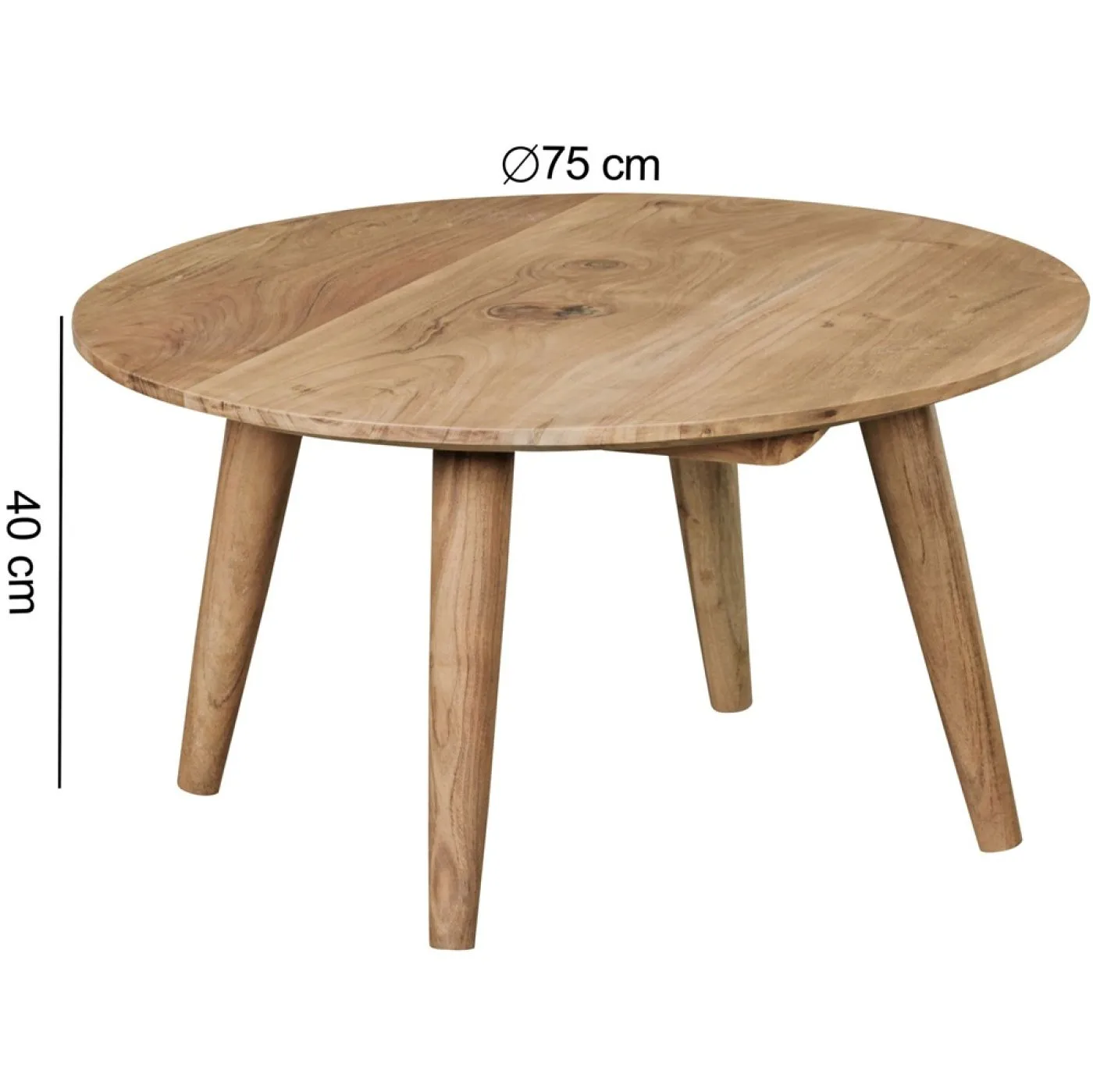Couchtisch Boha | Ø 75 | Akazie Holz massiv | braun