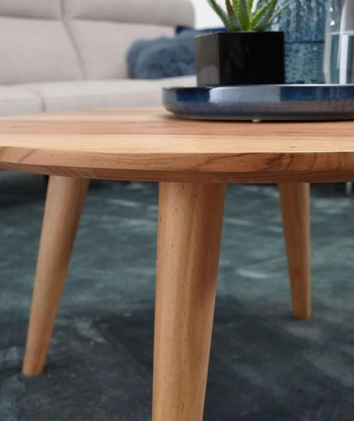 Couchtisch Boha | Ø 75 | Akazie Holz massiv | braun