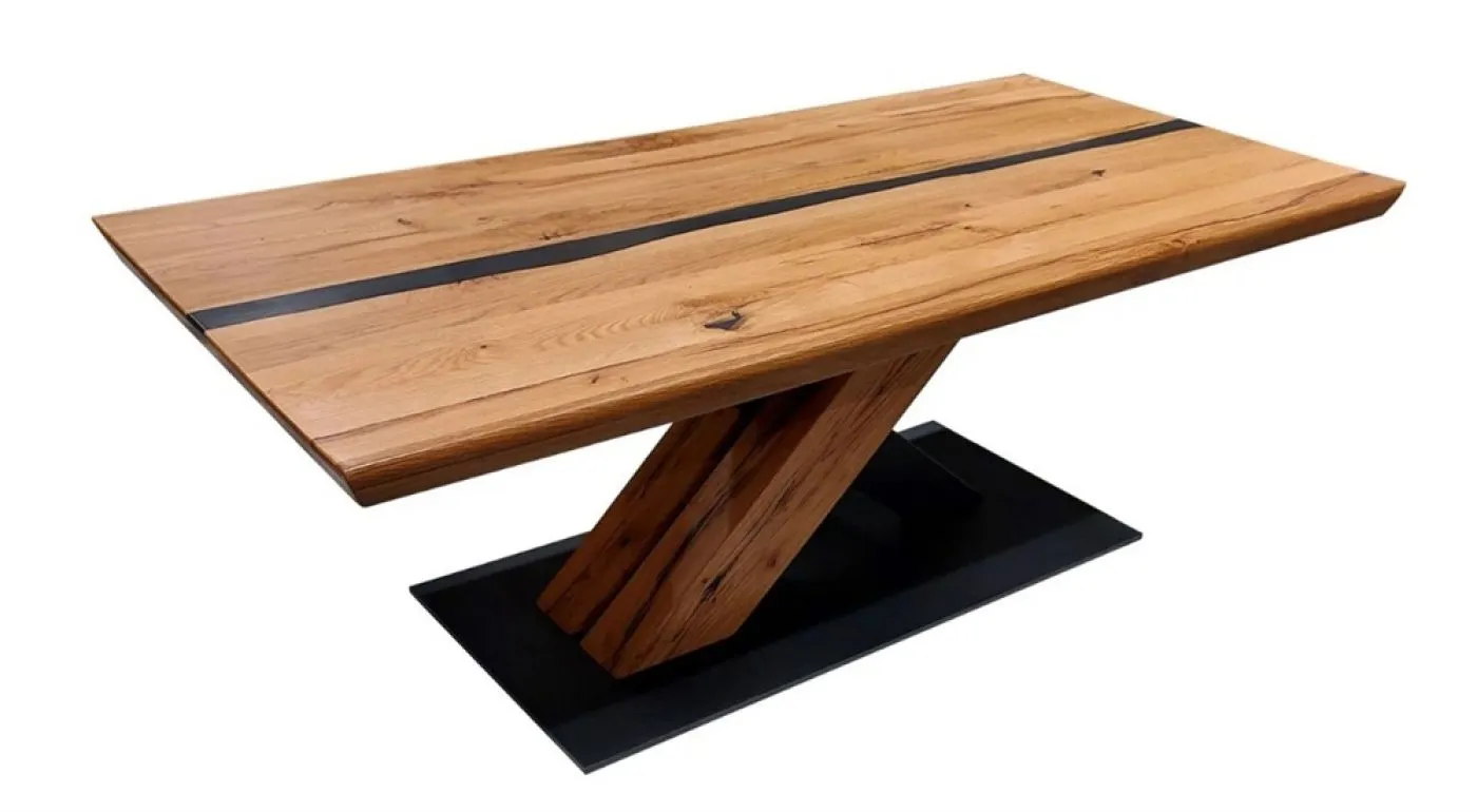 Couchtisch Camden | Eiche massiv | 110 cm | Eiche / schwarz
