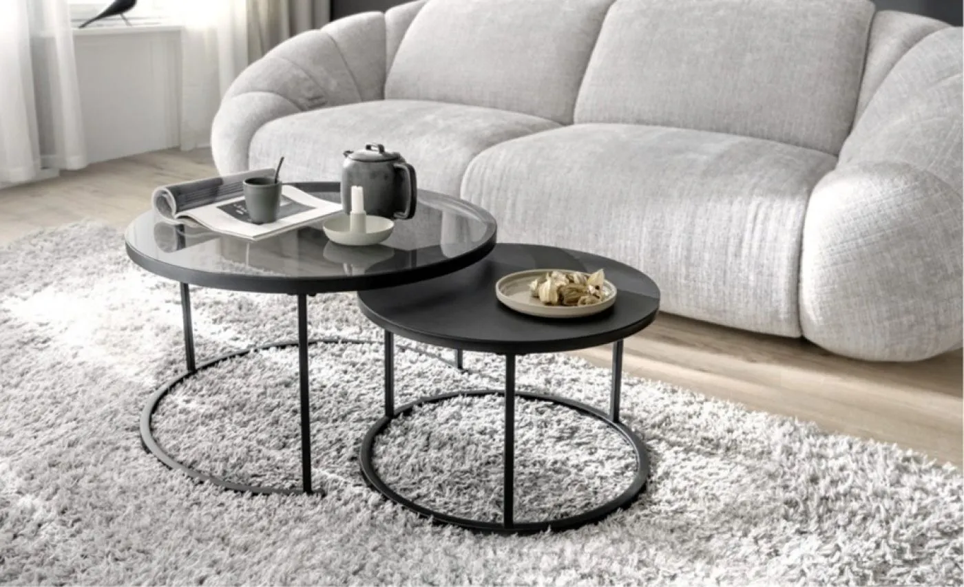 Couchtisch Chester | 2-teilig | grau / schwarz
