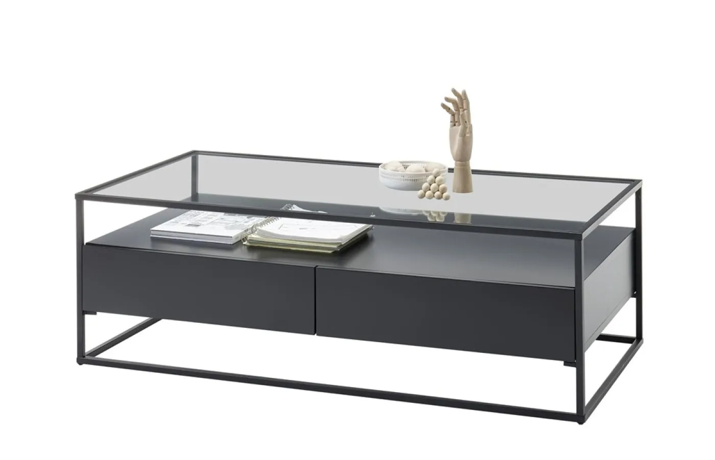 Couchtisch Evora mit Glasplatte | 120x60 | schwarz