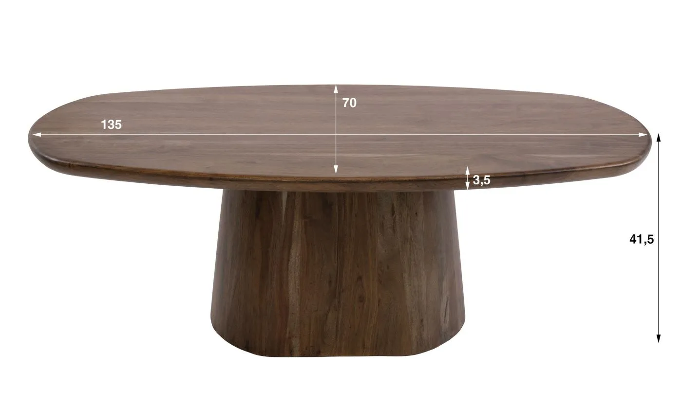 Couchtisch Gloria | 135cm | oval | Akazie massiv | braun