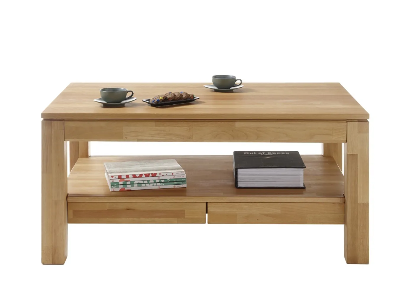 Couchtisch Gordon | Kernbuche massiv | mit Schubkästen | 115X70