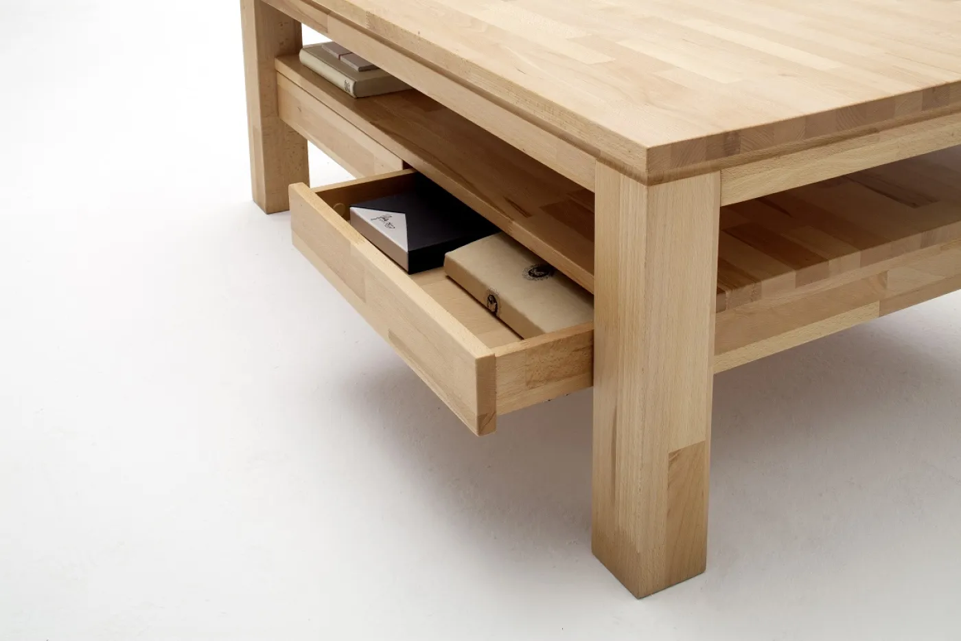 Couchtisch Gordon | Kernbuche massiv | mit Schubkästen | 115X70