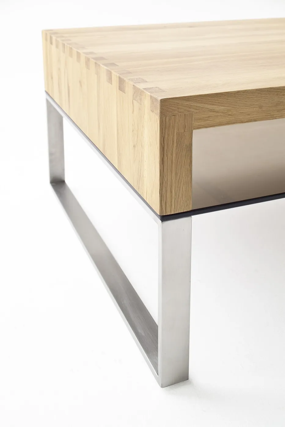 Couchtisch Hilary | Asteiche massiv | mit Glasplatte | 110x70 | Eiche