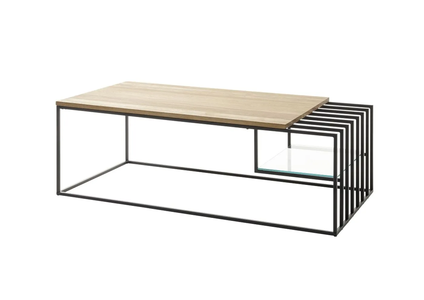 Couchtisch Juba | Eiche massiv | 120x60 | Eichefarben / schwarz