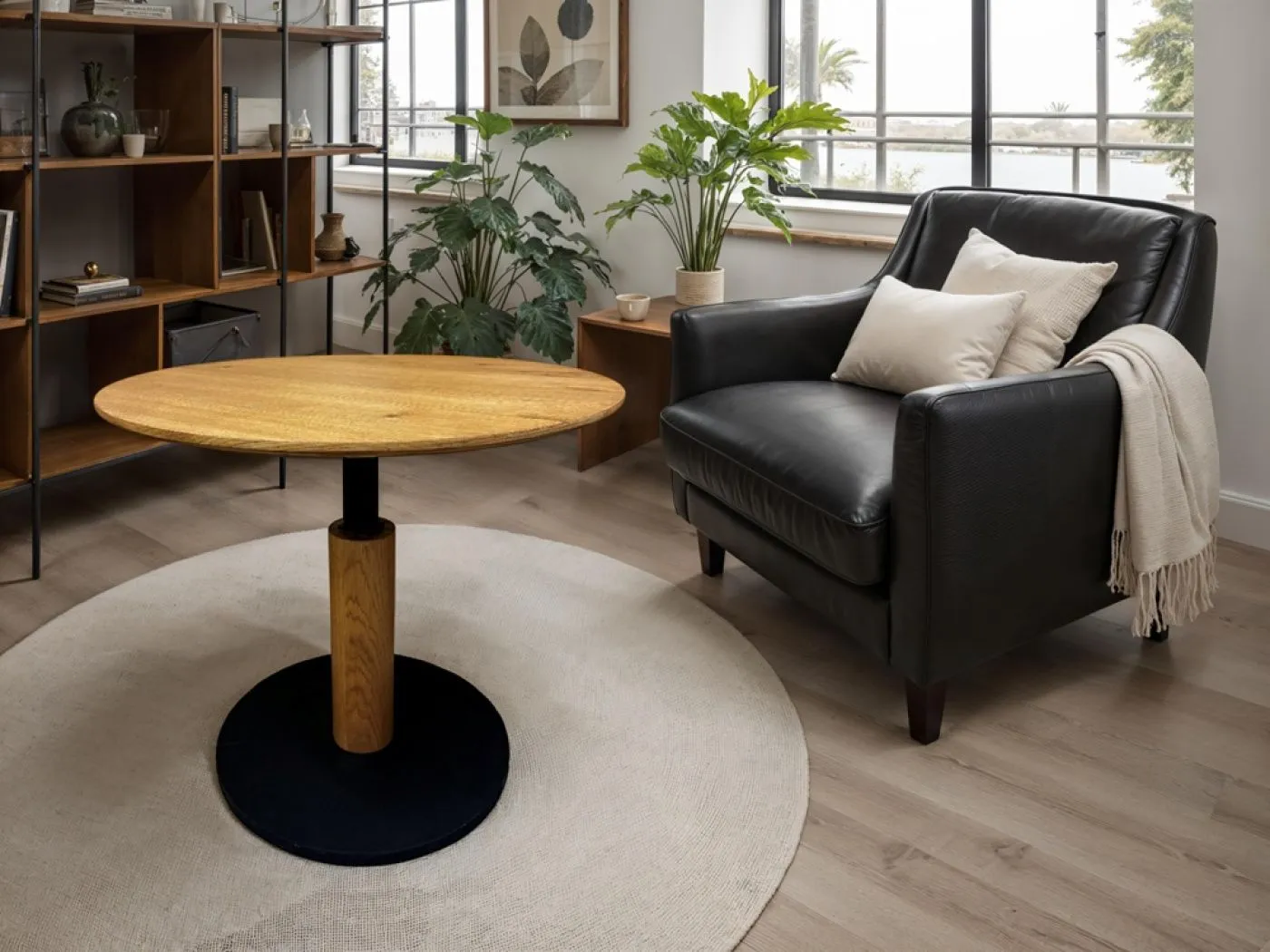 Couchtisch Kaunas rund mit Lift | 70 cm | natur / schwarz