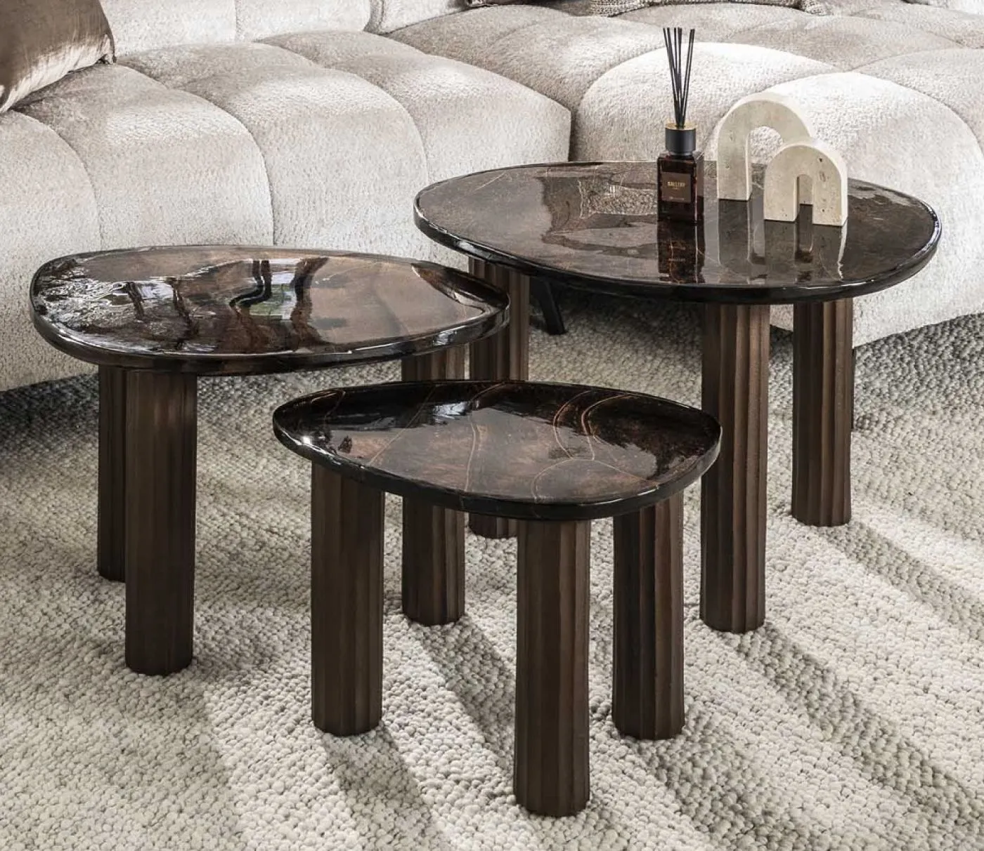 Couchtisch Mira | Glas | Antikkupfer