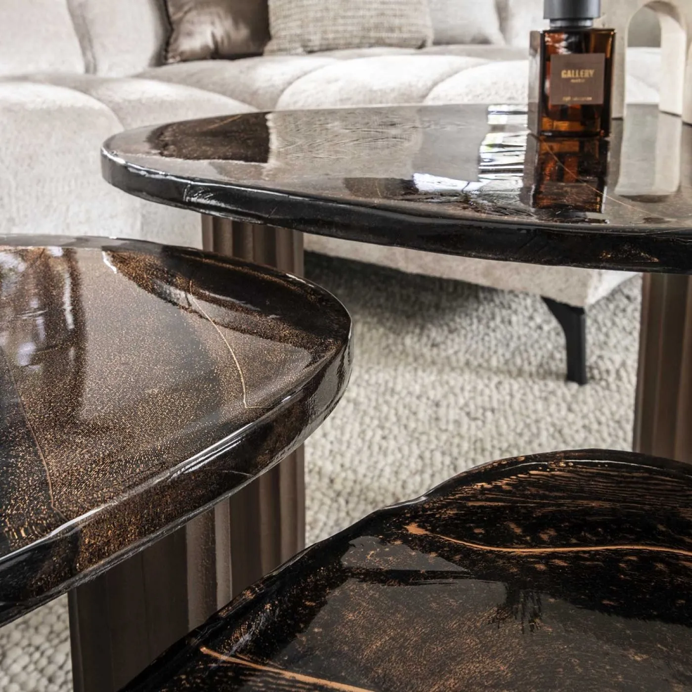 Couchtisch Mira | Glas | Antikkupfer