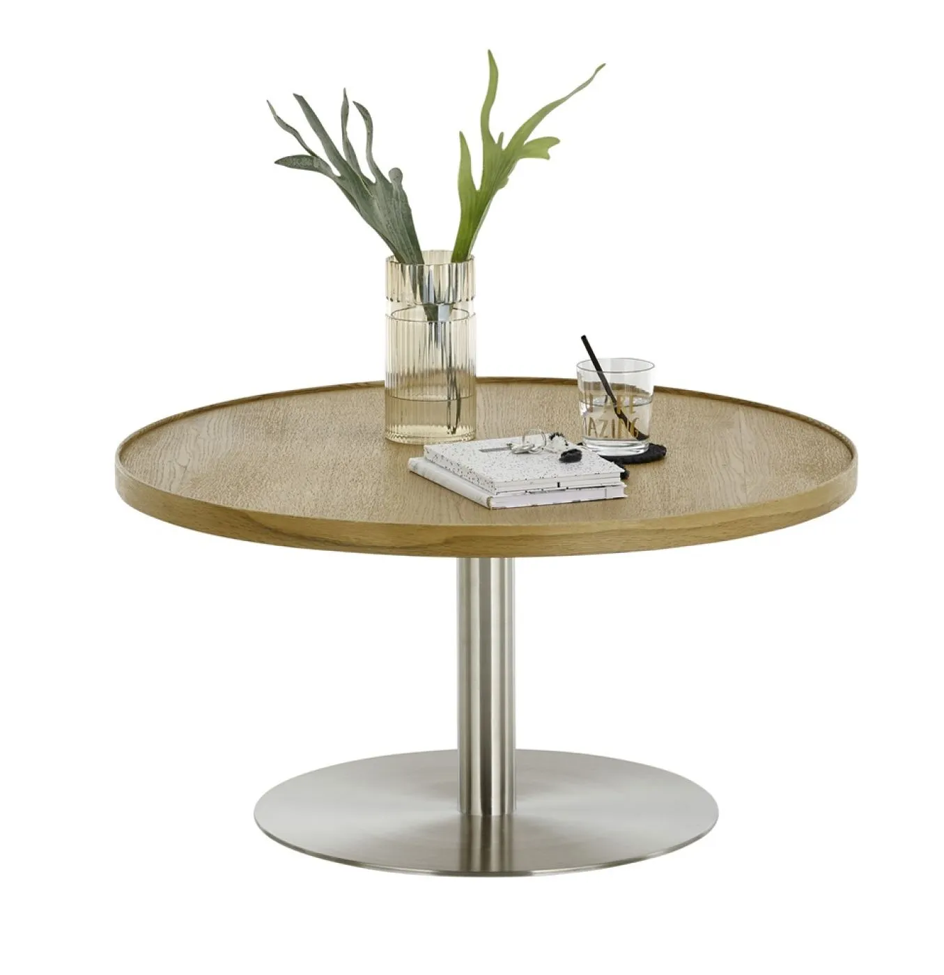 Couchtisch Monteverde | rund | Ø60 | Eiche / Edelstahl | 60 x 40 cm