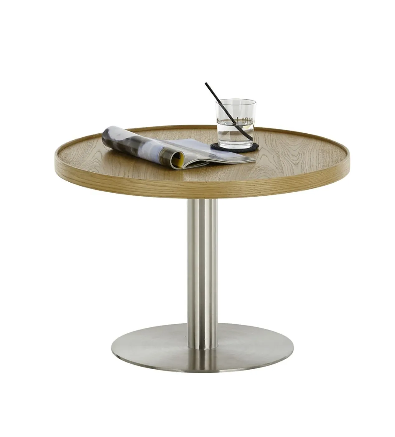 Couchtisch Monteverde | rund | Ø80 | Eiche / Edelstahl | 80 x 40 cm
