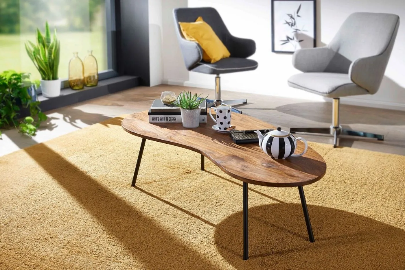 Couchtisch Nai | nierenförmig | Sheesham Holz massiv | braun